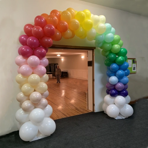 rainbow balloon arch