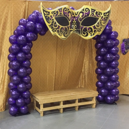 purple balloon arch for prom photos