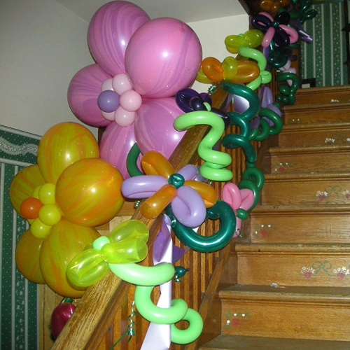 spring flowers balloon railing decor
