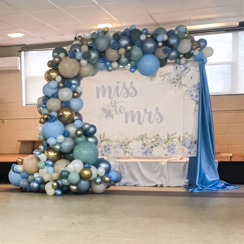 silver and blue organic arch