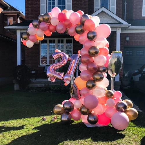 pink organic balloon arch for birthday