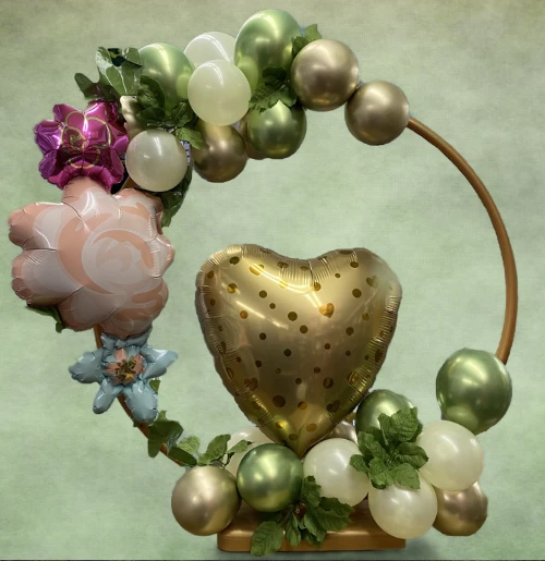 foil balloons on a circle stand