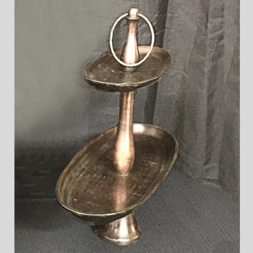 2-tier bronze dessert stand