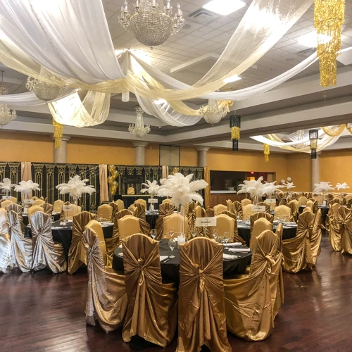 elegant organza ceiling treatment