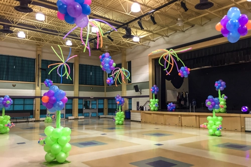 colourful balloon columns