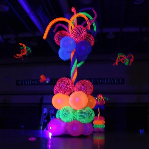 glow-in-the dark balloon column