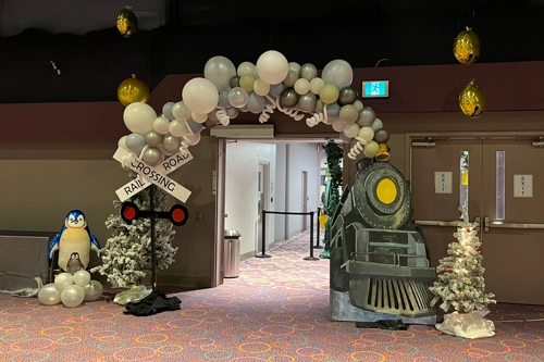 Polar Bear Express train arch for Christmas party