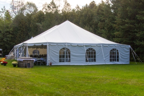 white tent with cathedral windows