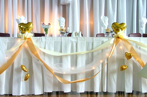 ceiling & table treatments ribbon and bow striping table treatment