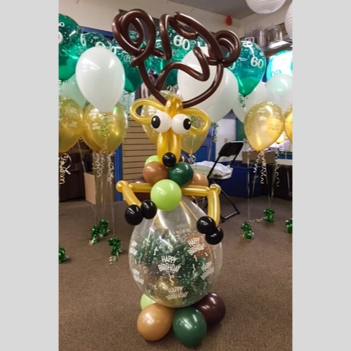 reindeer with clear stuffed balloon for body