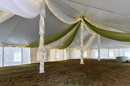 organza ceiling and pole decor
