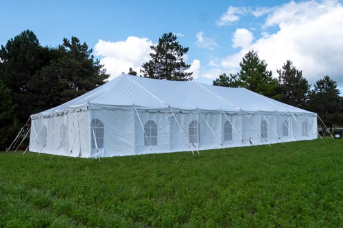 large white tent with cathedral windows