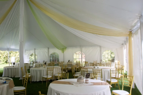 organza decor and tables set up