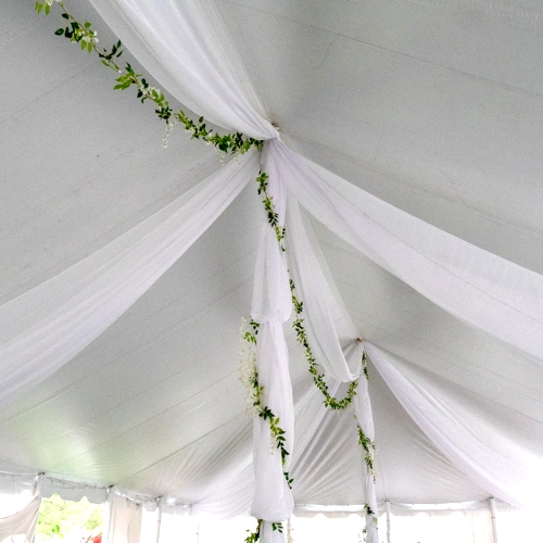 organza ceiling treatment with garlands