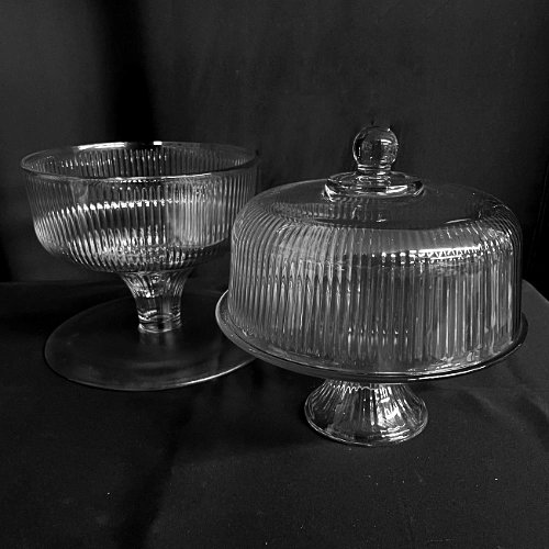 glass punch bowl or domed cake stand