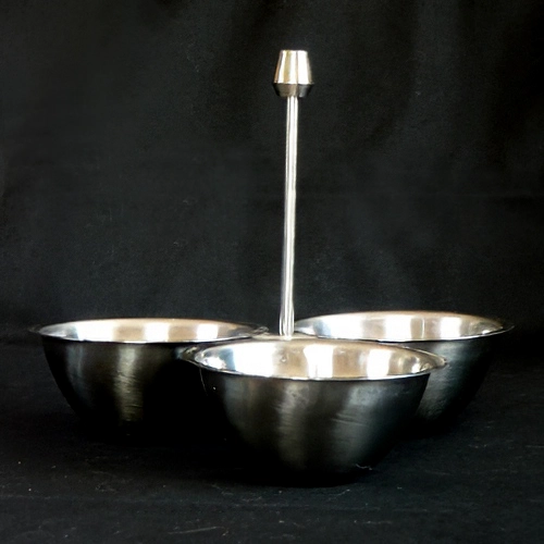 3-part metal condiment dish