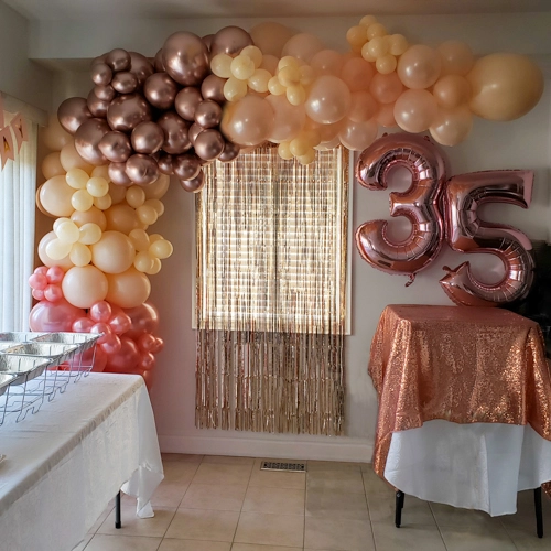 organic arch in pink and brown tones