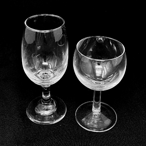 pear and round wine glasses