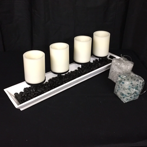 river rocks and candles