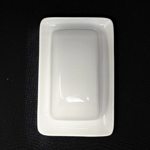 square white china butter dish