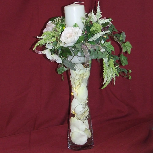 vase decorated with internal lights